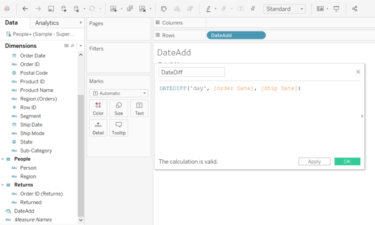 Date Calculations in Tableau